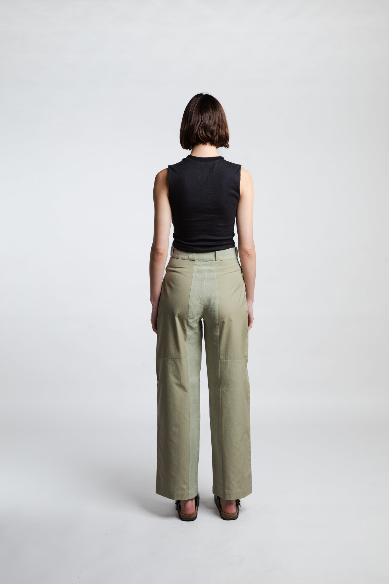 Pantalon en coton et lin "Tilleul" | Vert