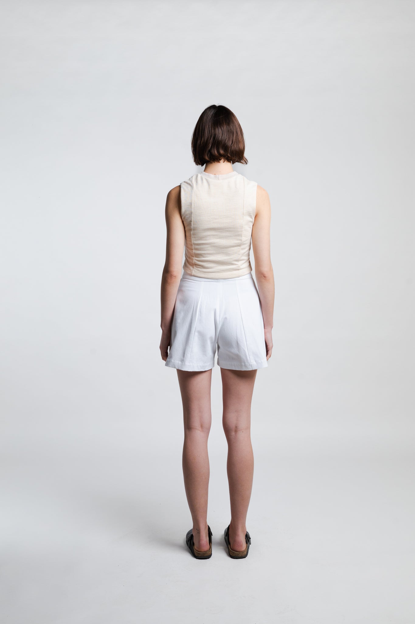 Short en coton et lin "Écume" | Blanc