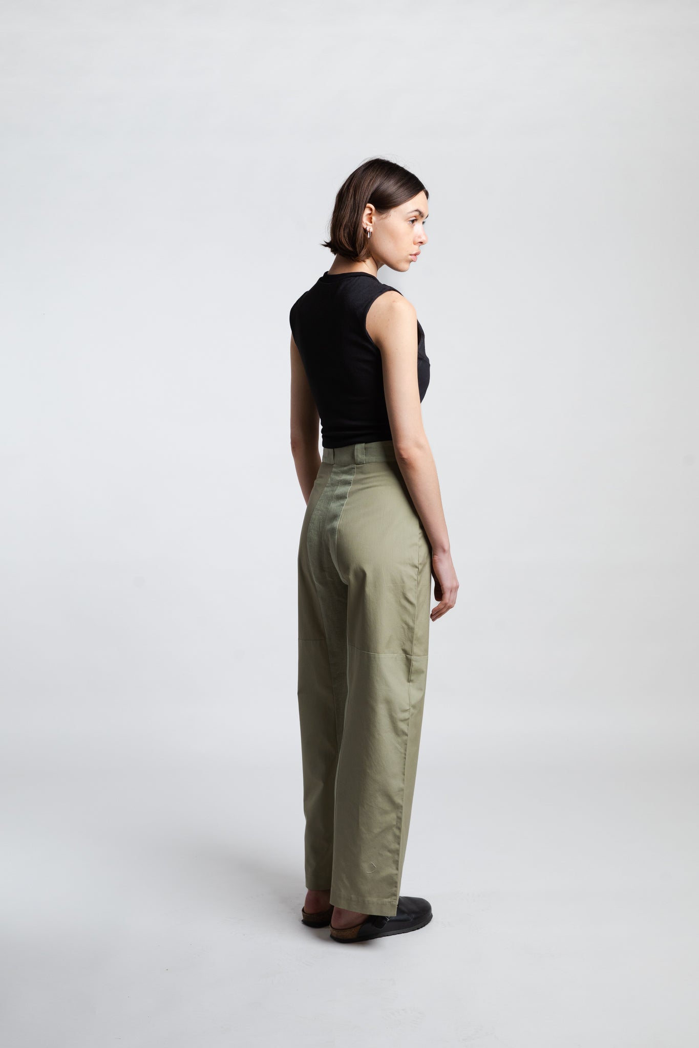 Pantalon en coton et lin "Tilleul" | Vert