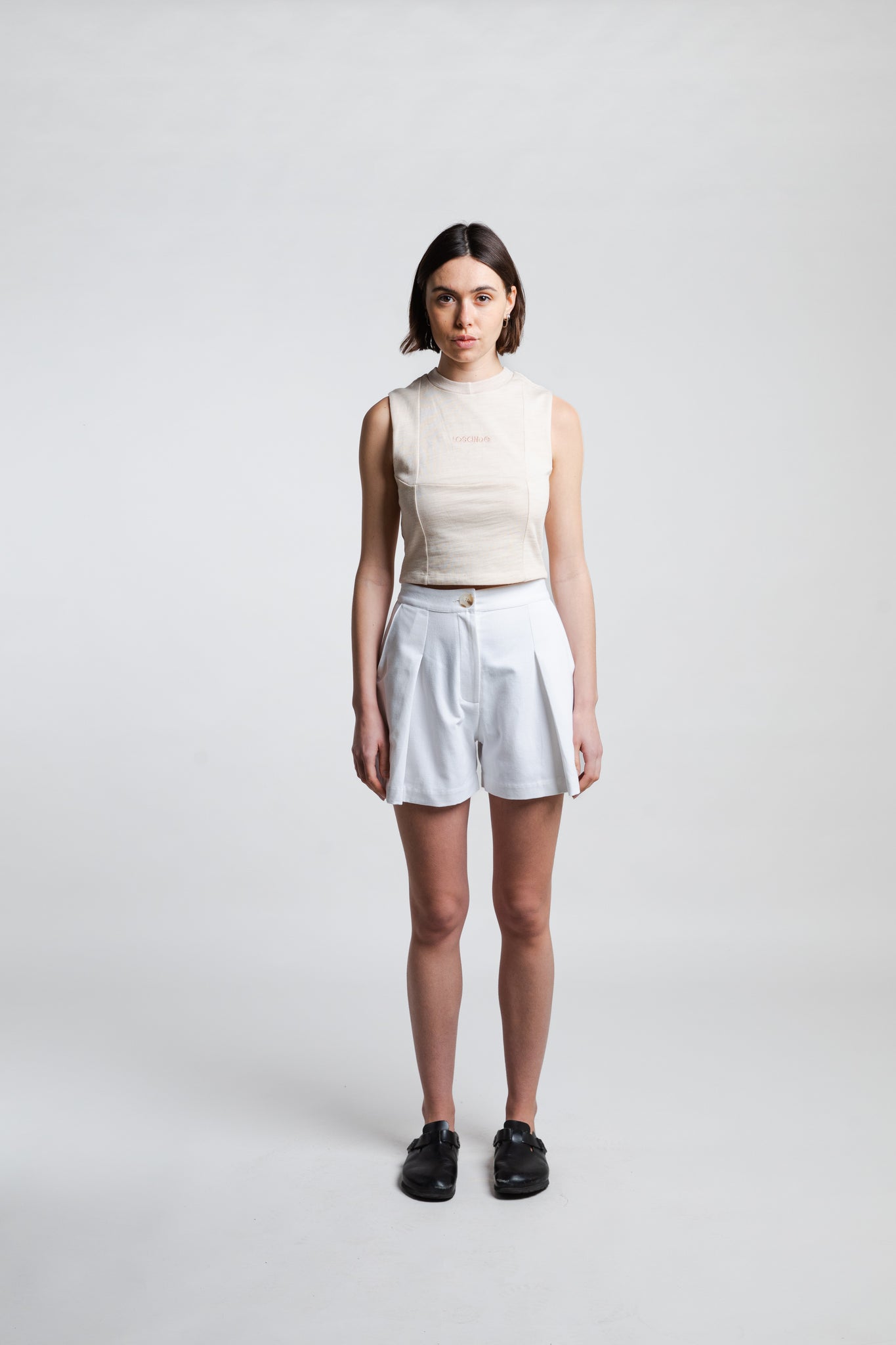 Short en coton et lin "Écume" | Blanc